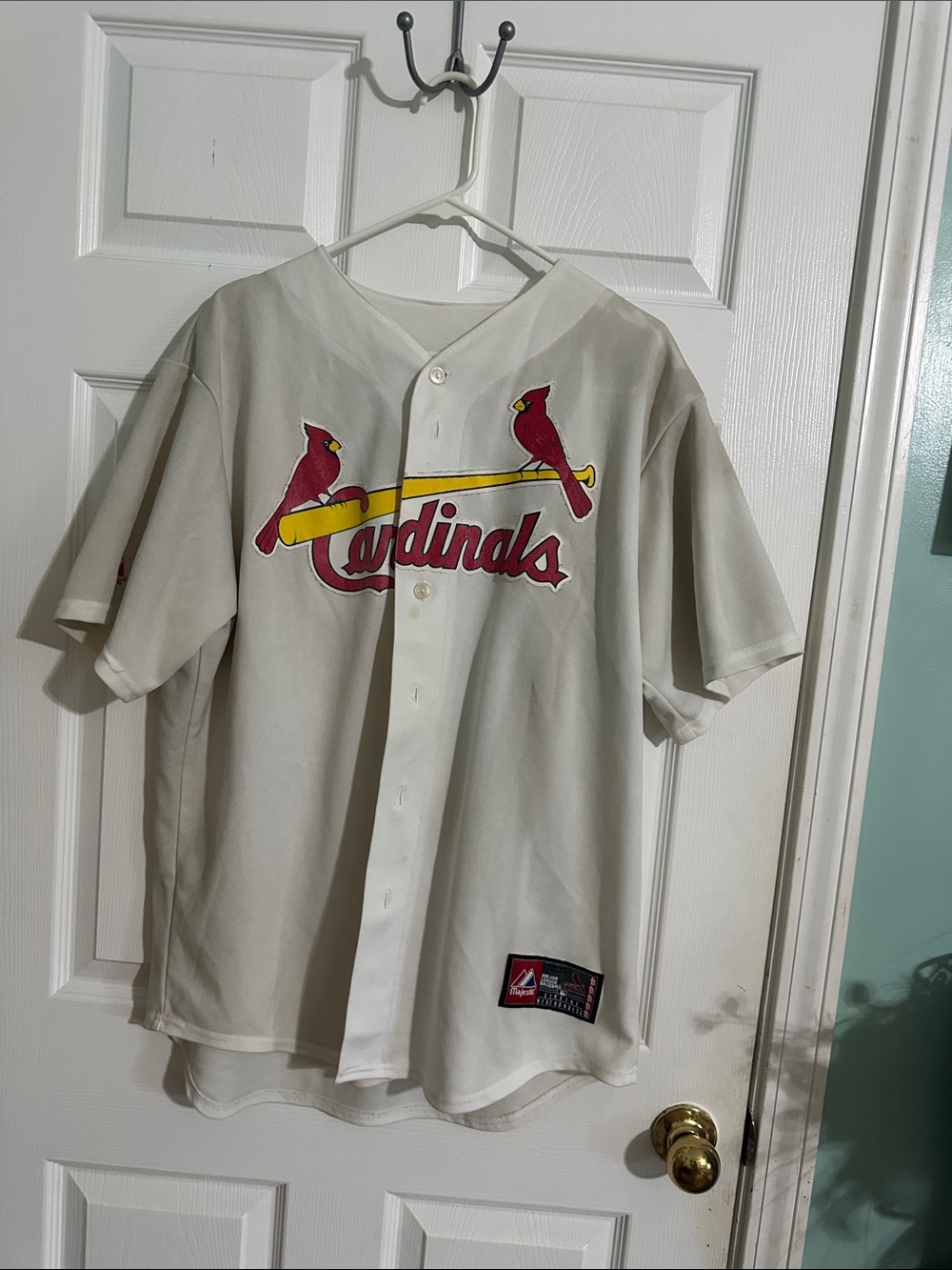 St. Louis Cardinals Cream Button-Up Jersey with Red and Yellow Logo